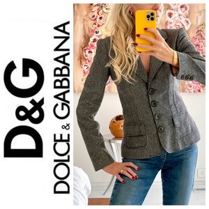 D & G Dolce and Gabbana Wool Gray Tweed Blazer Small